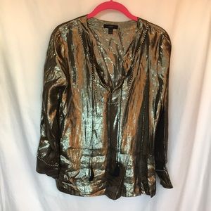 J Crew Woven Gold and Silver Blouse with Tassels (BUY 3 GET 1 FREE!)*